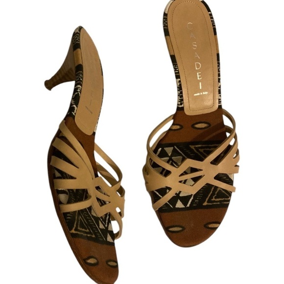 Casadei Leather Sandal Slides Kitten heel Made in Italy - Picture 3 of 8